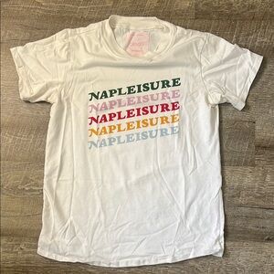 BANDO Napleisure White Rainbow Graphic Tee Top Size XS